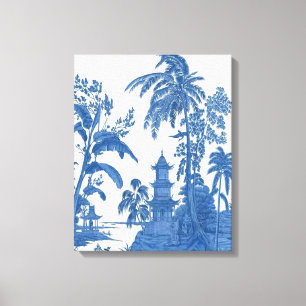 Blue White Chinoiserie Wall Art Decor Canvas Print
