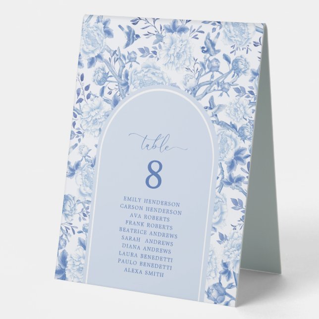 Blue White Chinoiserie Wedding Seating Number (Front)