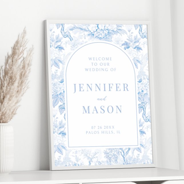 Blue White Chinoiserie Wedding Welcome Sign Poster (Creator Uploaded)