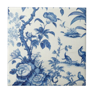 Blue & White Chinoiseries Ceramic Tile