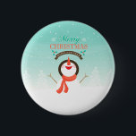 Blue White Christmas New Years Snowman Greetings 6 Cm Round Badge<br><div class="desc">Blue and white Christmas / New Year snowman greetings button</div>