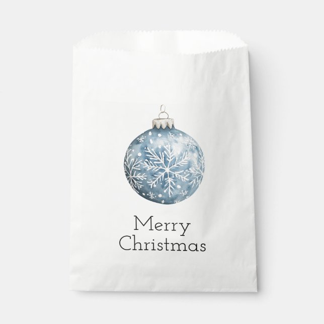 Blue White Christmas Snowflakes Ornaments Favour Bag (Front)