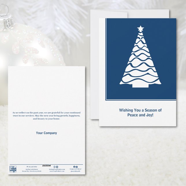 Blue & White Christmas Tree Business Holiday Card (Blue & White Christmas Tree Business Holiday Card)