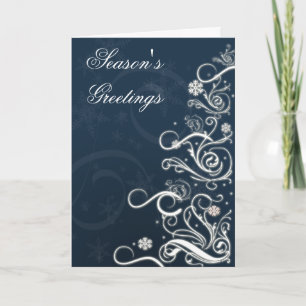 Blue White Christmas Tree Corporal Holiday Card