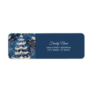 Blue White Christmas Tree Holiday Return Address Return Address Label
