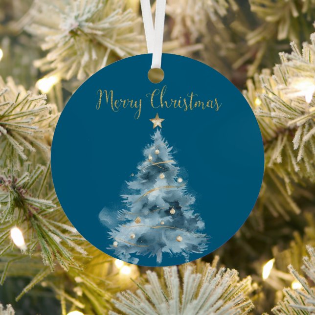 Blue White Christmas Trees Metal Tree Decoration (Insitu)