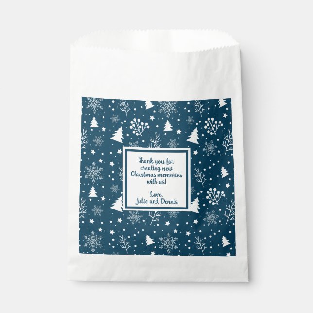 Blue & White Christmas Trees Party  Favour Bag (Front)