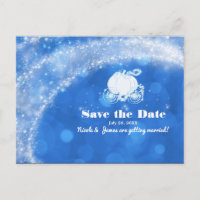 Blue & White Cinderella Carriage Wedding Save Date