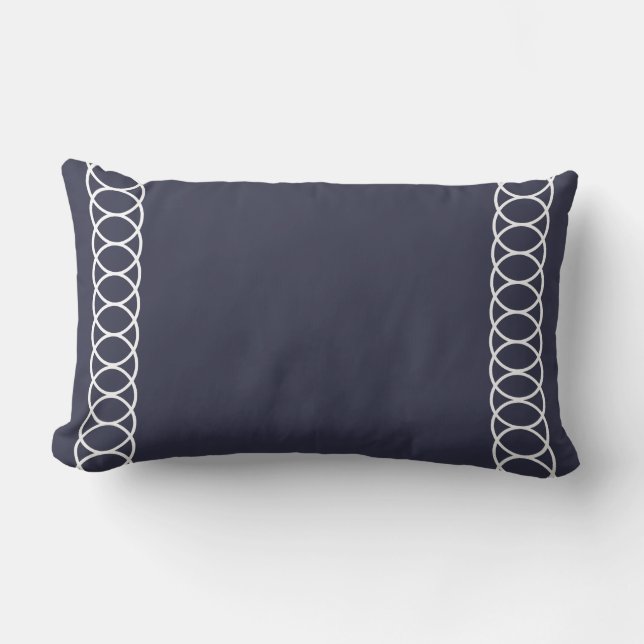 Blue & White Circle Trellis Lumbar Cushion (Front)