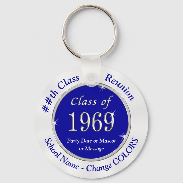 Blue White Class of 1969 Class Reunion Keychains (Front)