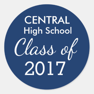 Blue & White Class of 2017 Graduation Favour Custo Classic Round Sticker
