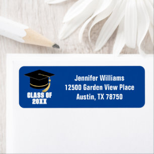 Blue White Class of 2025 Graduation Return Address Label