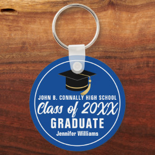 Blue White Class of 2026 Personalised Graduate Key Ring