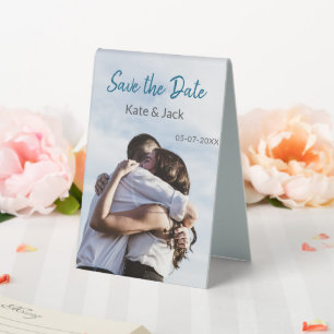 BLUE WHITE CLASSIC SCAN QR SAVE THE DATE