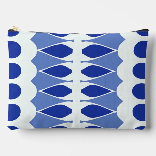 Blue & white classic trendy makeup accessory pouch (Front)