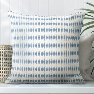 Blue & White Coastal Geometric Pattern Cushion