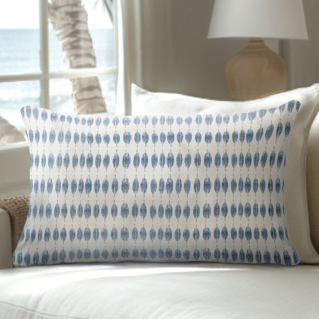 Blue & White Coastal Geometric Pattern Lumbar Cushion (Creator Uploaded)