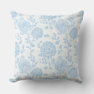 Blue White Coastal Grandmother Throw Pillow