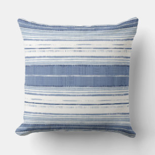 Blue & White Coastal Line Pattern Throw Pillow