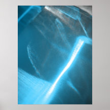 Blue White Cold Light on Glass Abstract