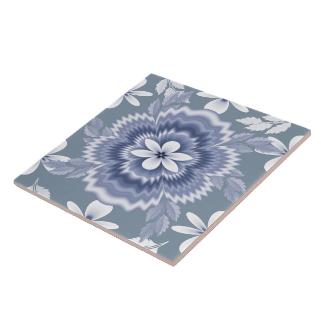  Blue White Colour Flower Pattern Ceramic Tile (Side)