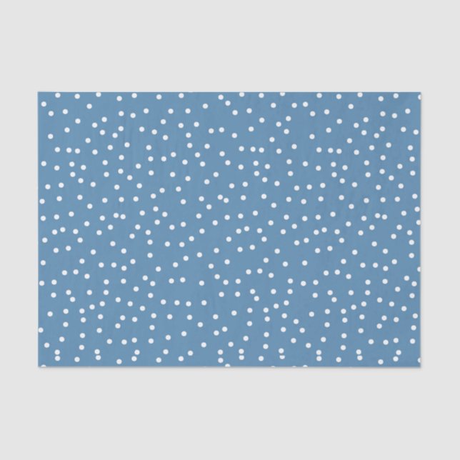 Blue & White Confetti Snow Dots Tissue Paper (Front)