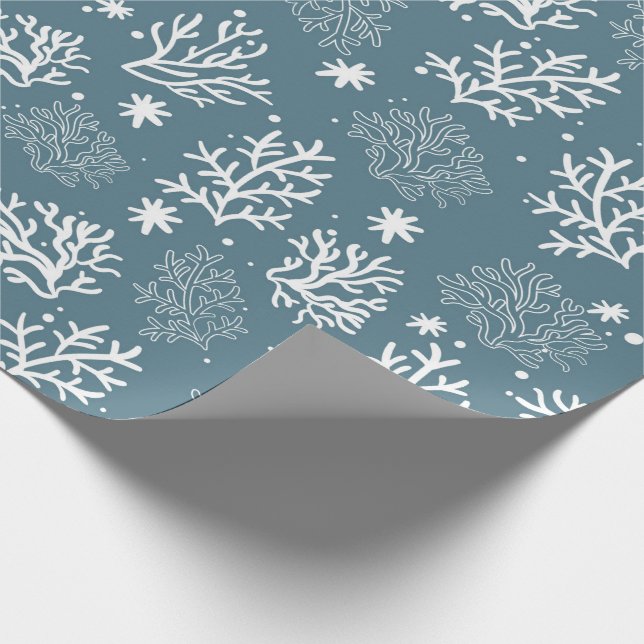 Blue & White Coral Wrapping Paper (Corner)