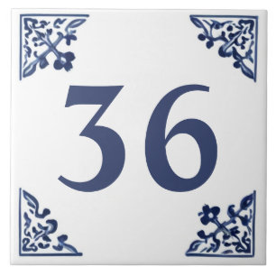 Blue White Corner Delft Art Custom House Number Ceramic Tile