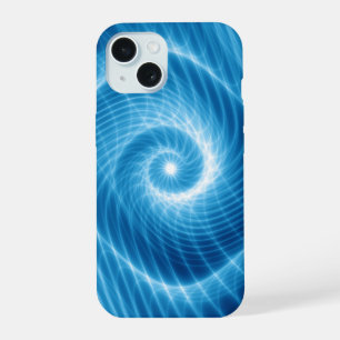 Blue & White Cosmic Spiral Nebula iPhone 15 Case