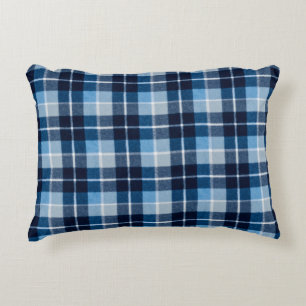 Blue White Cosy Plaid Flannel Decorative Cushion