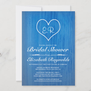 Blue & White Country Bridal Shower Invitations