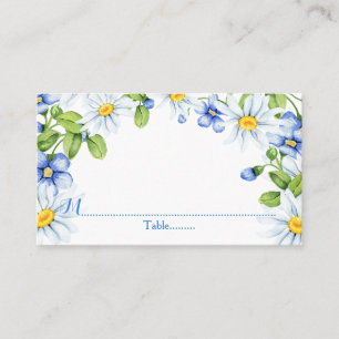 Blue White Country Daisy Wedding Place Cards