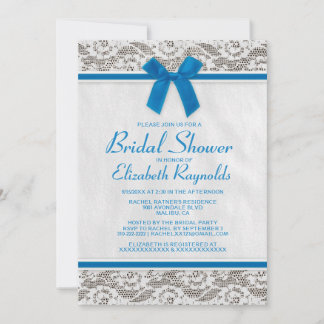 Blue & White Country Lace Bridal Shower Invitation