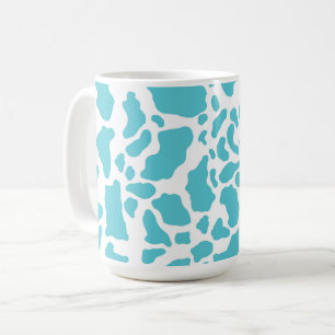 Blue & White Cow Spots Animal Print Pattern Coffee Mug