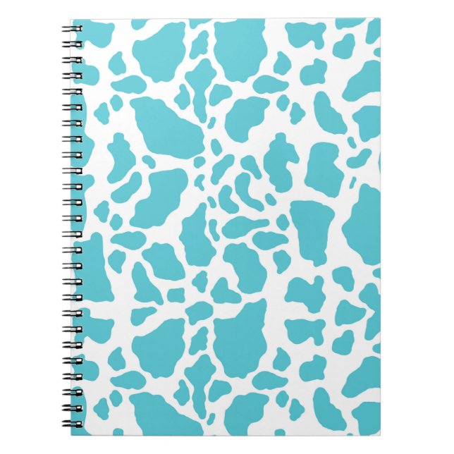 Blue & White Cow Spots Animal Print Pattern Notebook (Front)