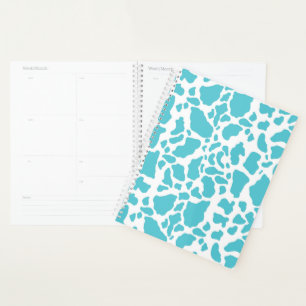 Blue & White Cow Spots Animal Print Pattern Planner