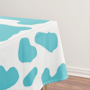 Blue & White Cow Spots Animal Print Pattern Tablecloth