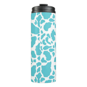 Blue & White Cow Spots Animal Print Pattern Thermal Tumbler