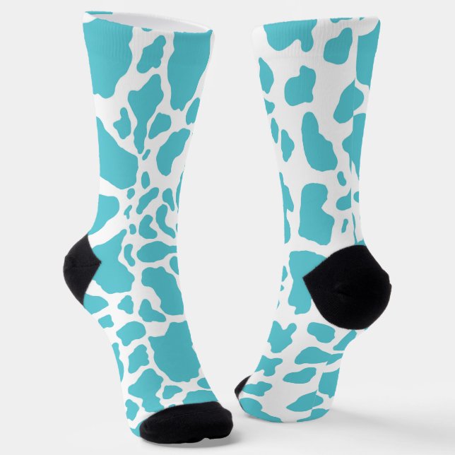 Blue & white cow spots socks (Angled)