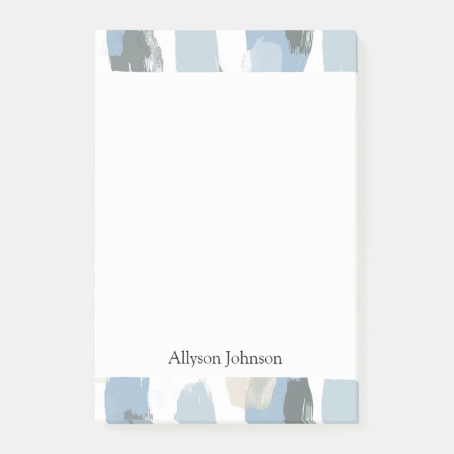 Blue White Cream Abstract Post-it Notes (Front)