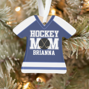 Blue/White Custom Hockey Mum Jersey Ornament