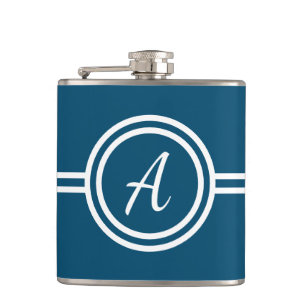 Blue & White Custom Monogram Flask