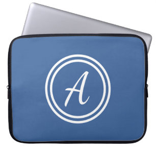 Blue & White Custom Monogram Laptop Sleeve