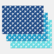 Blue & White Cute Gift Wrapper (Question Mark) 