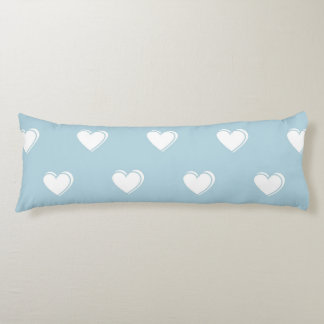 Blue White Cute Simple Heart Pattern Body Cushion