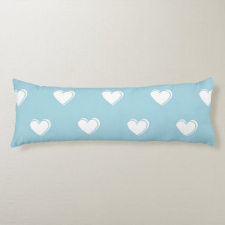Blue White Cute Simple Heart Pattern Body Cushion