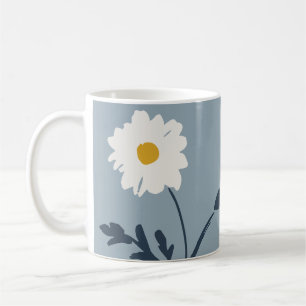 Blue-White Daisy & Custom Text Modern Farmhouse Coffee Mug