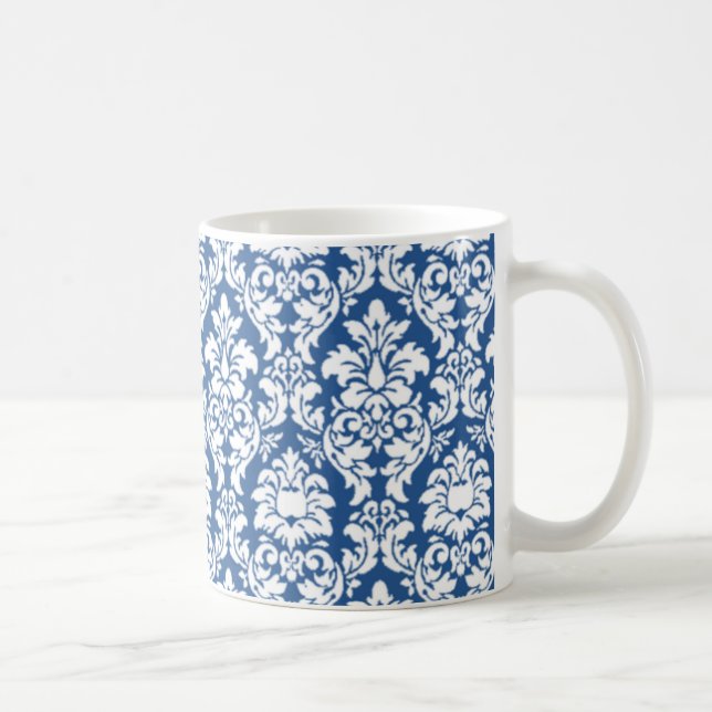 Blue & White Damask Coffee Mug (Right)