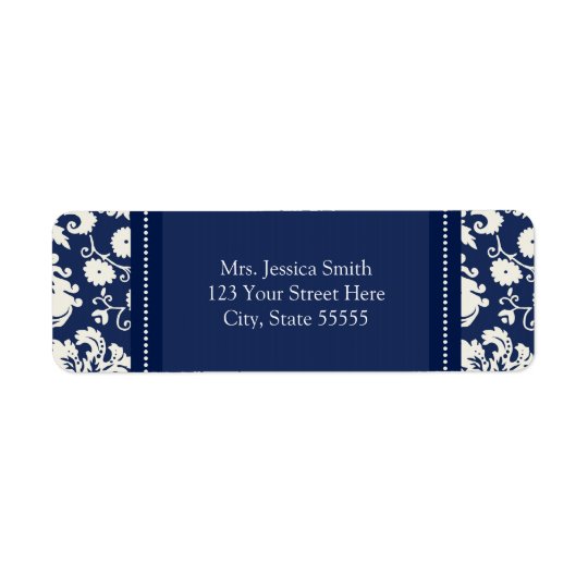 Blue White Damask Custom Return Address Labels