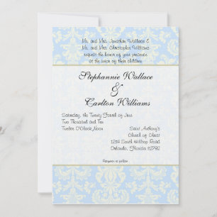 Blue/White Damask Wedding Invitation